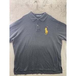 Vintage Ralph Lauren Polo Shirt Adult 2XLT Black Gold Big Pony TALL